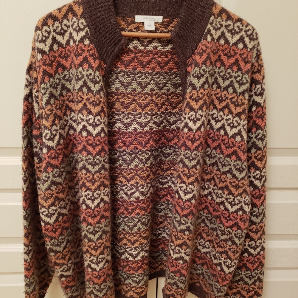 2X Full Zip Cardigan Plus Size Sweater Dressbarn Brown Rust Neutral - Picture 4 of 6